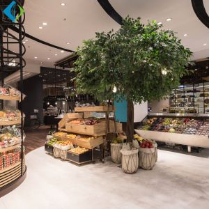 China 9ft Height Artificial Ficus Tree Round Shape For Fruit Sell Area Decoration factory
