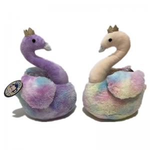 China Tie Dye Long Soft Fur Plush Animals Swan Toys Gift For Kids on sale