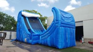 China Huge 27 Ft Tall Wave Rider Inflatable Water Slides With Air Pump And Repair Material factory