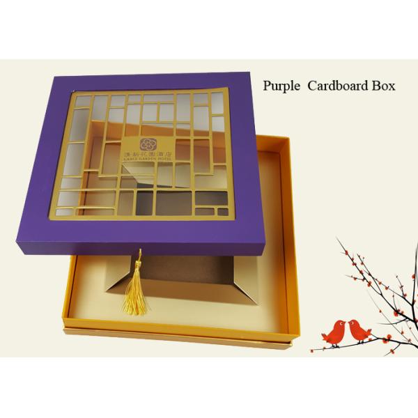 Purple Cardboard Box Customized Gift Box Packaging Colors Printed Design Paperboard Material Box with Lattice Window
