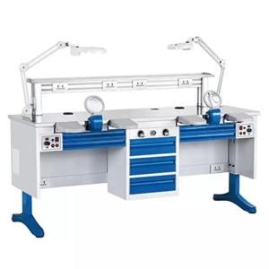 China Two People Dental Lab Bench 850mm Dental Laboratory Work Benches With Suction factory