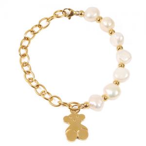 China Party Stainless Steel Bracelets / Gold Plated Bracelet Chain With Freshwater Pearl factory
