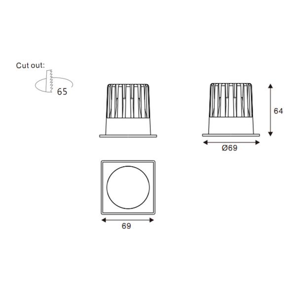 Citizen Leds 9W 630LM LED Dimmable Down Lights Square Driver IP20