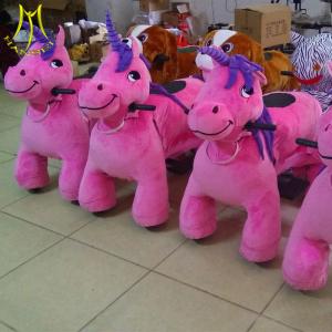 China Hansel kids birthday party games unicorn ride on animals battery stuffed animals plush toy factory