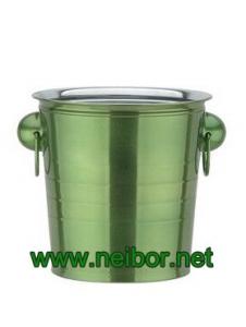 China Green color stainless steel ice bucket 3L 5L metal beer bucket beer tub beverage cooler factory