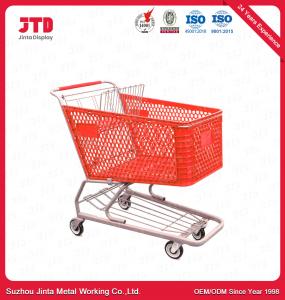 China 180L Plastic Trolley Basket ISO9001 Grocery Shopping Cart With Wheels factory