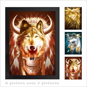 China Pet / Pvc / PP Wolf Animal Photos Lenticular 3d Posters For Store Eco - Friendly on sale