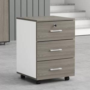 China Grey Office Wooden Filing Cabinets 3 Drawer Movable File Cabinet With Wheels factory