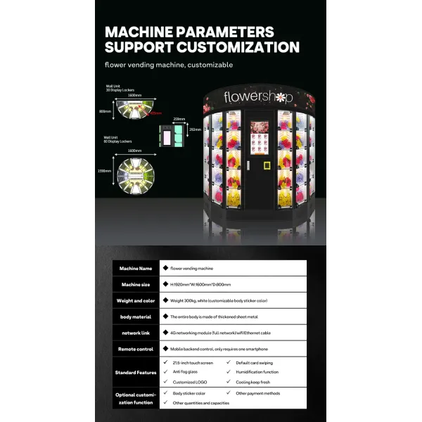 Haloo Vending Machine Supplier Vendo distributeur de fleurs Custom Fully Automatic Vending Machine Touch Flower Vending Machine