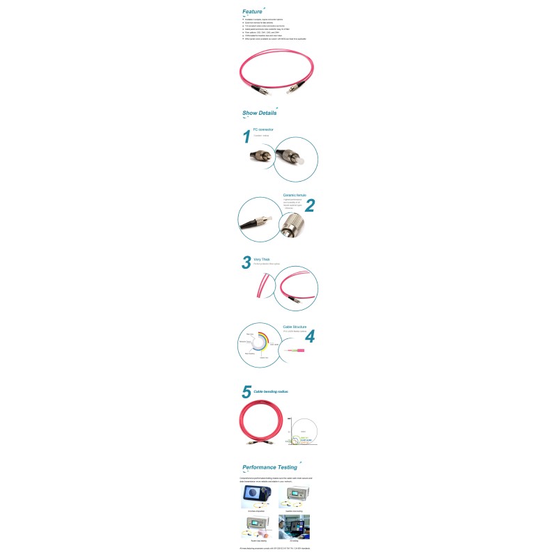 Fiber Optic Patch Cord Singlemode Simplex 3m 5m 10m Customized Length LC Connector Pigtail
