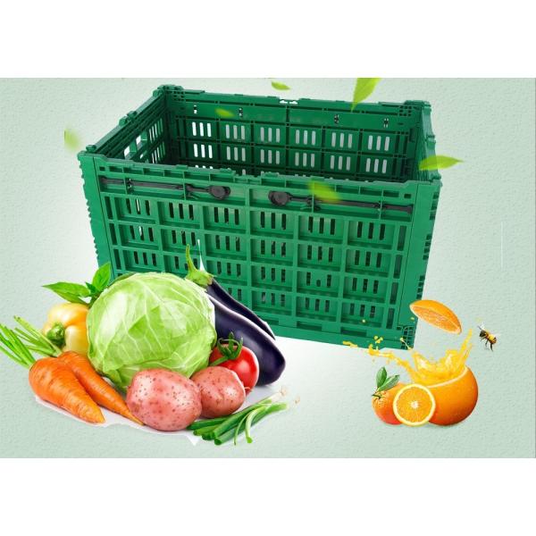 Custom Large Green Collapsible Plastic Crate For Vegetable Fruit Virgin PP Material