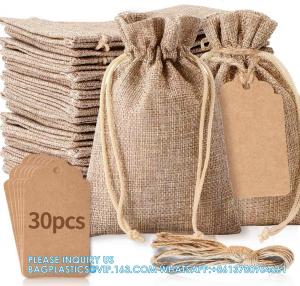 China Burlap Gift Bags And 30Pcs Gift Tags With Drawstring, Wedding Hessian Linen Sacks Bag, Jewelry Pouches For Birthday factory