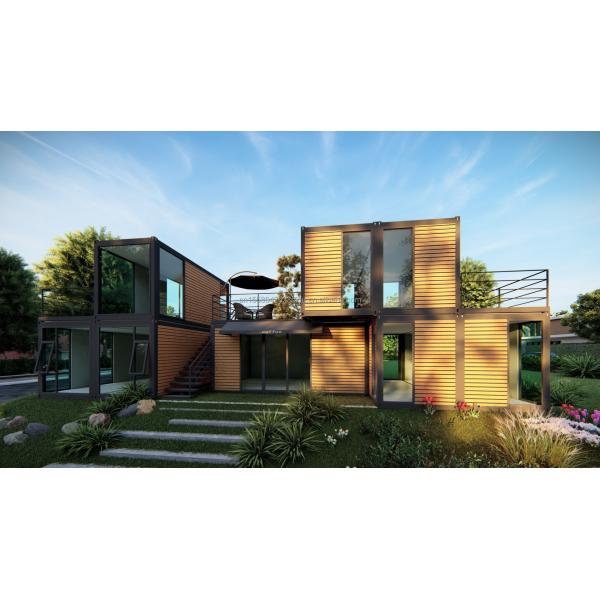 Wall 50/75/100mm Wave Sandwich Panel Luxury Modern Wooden House Steel Structure Flat Packaging Container House for Hotel