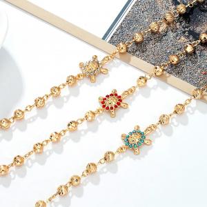 China Gold Plated Inlaid Multicolor Zircon Laser Beaded Turtle Charm Bracelet For Kids on sale