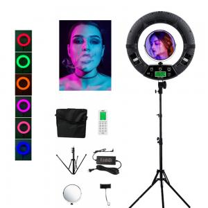 China Live Steaming RGB 18 Inch LED Ring Light ABS 96W Makeup Ring Light With Mirror factory