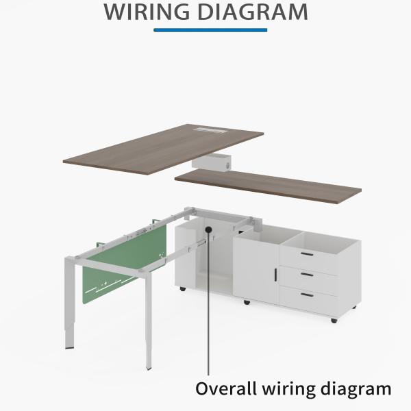 Functional Cable Management System Commercial Manager Office Desk with Wood/Steel Construction and Laminate Finish