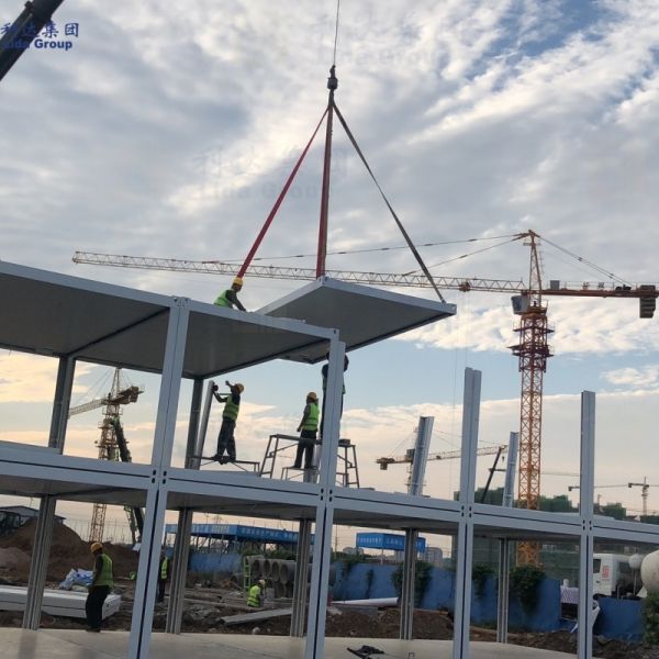 Detailed shot of container house construction and material quality