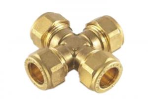 China Air Fuel 1/8 NPT Straight Tap Connector 4 Way Cross Brass Female Pipe Fitting factory