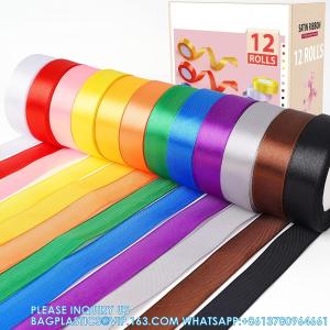 China Satin Ribbon Fabric Ribbon Silk Ribbon Embellish Ribbon Rolls, 2/5 Wide 5 Yard/Roll, Ribbons Perfect For Crafts factory