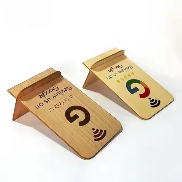 Google Review NFC Wood Stand Display Business Reviews Smart NFC Wooden Stand for Restaurant Wifi connection