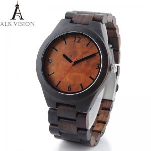 China Natural Black Wood Watch Men Business Luxury Stop Watch Quartz Movement Wood Watches Luxury Gift Full Wooden Watches factory