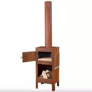 China Outdoor Garden Pizza Oven Wood Burning Corten Steel Fireplace With Grills factory