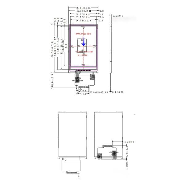 2.4 Inch LCD Touch Display 240X320 Resistive Touchscreen Display 300 Cd/M2
