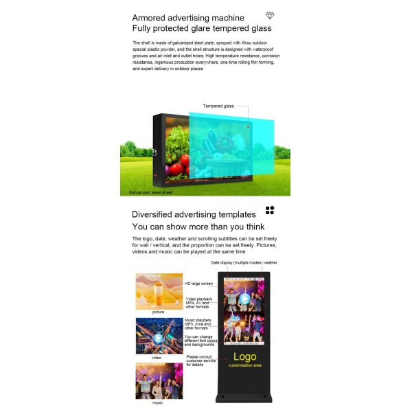 Dual-sided Outdoor Floor LCD Display with 10-Point Capacitive Touch 178/178 View Angle and 110-240V Voltage