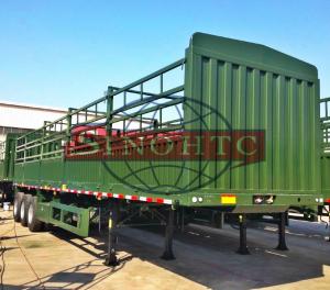 China Steel Side Bar Fence Animal Transport Trailer , 50T 3 Axle Cattle Livestock Trailers on sale
