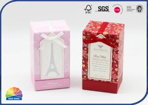 China Rigid Handmade Paper Gift Box With Bow Ribbon Shimmering Powder factory