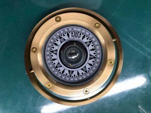 China Fishing Boat Brass Compass Size 4, 5, 6 Bronze Nautical Magnetic Compass With Wooden Box on sale