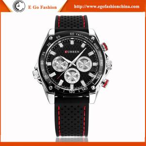 China CURREN 8146 Black White Classic Watch Man Business Watch Silicone Strap Quartz Watches New factory