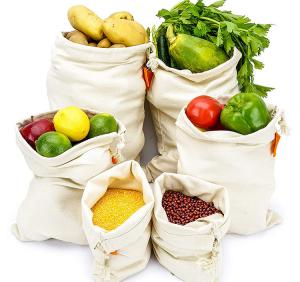 China SMETA SEDEX 4P Organic Cotton Drawstring Bags Eco Biodegradable Muslin bag on sale