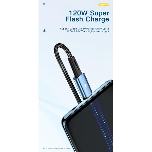 Sunset USB to Type C Cable 120W Quick Charge Type C Data Cable 6A