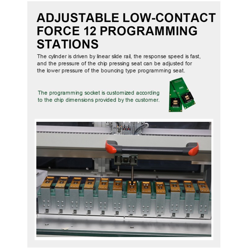Compact 12-Station Tape IC Programming Machine | 2500 UPH Reel to Reel Programmer for Flexible SMT Production Lines