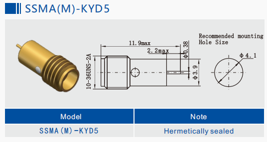 SSMA Female Bulkhead RF Connector 18GHz 50Ω Kovar Alloy