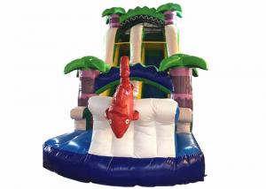 China Hot sale inflatable whale palm trees single dry slide with arch commercial inflatable small dry slide factory