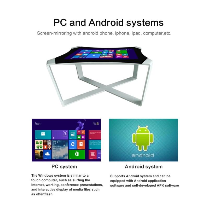 43 Inch LCD Advertising Player Smart Education interactive Multitouch Coffee Table