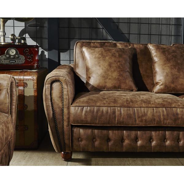 Small Size Compact 2 Seater Leather Sofa Multi Buttons With Moveable Cushion