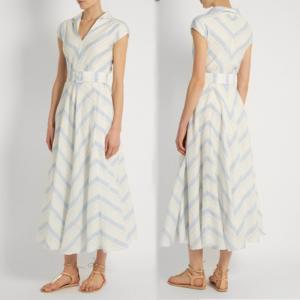 China Fashion New Women Blue White Maxi Dress Girls Wrap Dress Ladies Striped Causal Dress For Wholesale factory