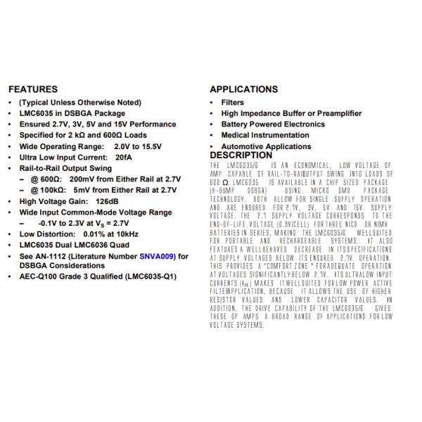 LMC6036IMX/NOPB CMOS Amplifier 4 Circuit Differential, Rail-to-Rail 14-SOIC