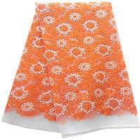 China 2015 orange cream organza lace trim/ water soluble african lace fabric/ embroidery lace on sale