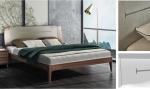 2017 New design Upholstered Bedroom furniture By Italy Leather and Walnut solid