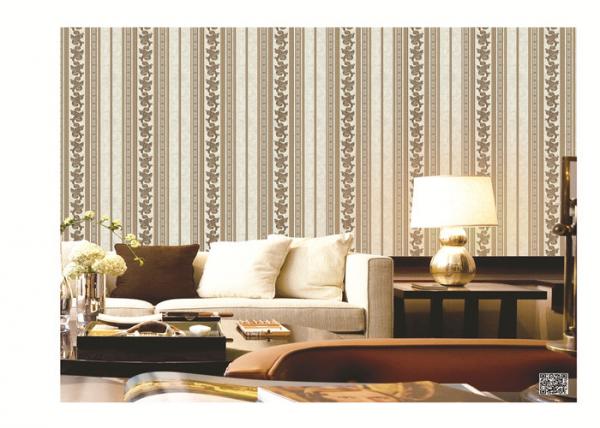 China PVC project wallpaper stripe design with damask flower fashion and troditional factory
