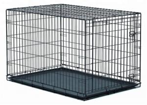China Collapsible Live Animal Pet Cages with Plastic Tray Iron Kennel Cage Dog Cat Pet Cages on sale