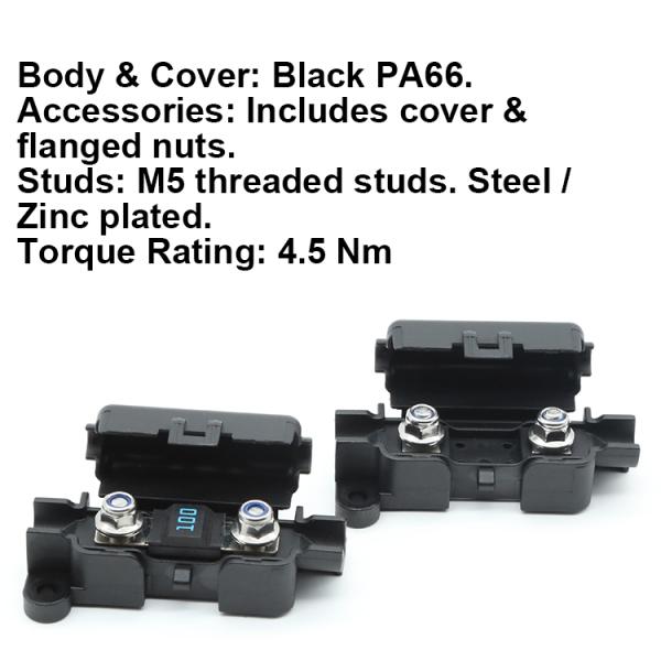 32V 150A MTA 0300360 00360 MidiVAL Fuse Holder Replacement Black Fuse Block with Hinged Cover for MIDI AMI BF1 Fuses