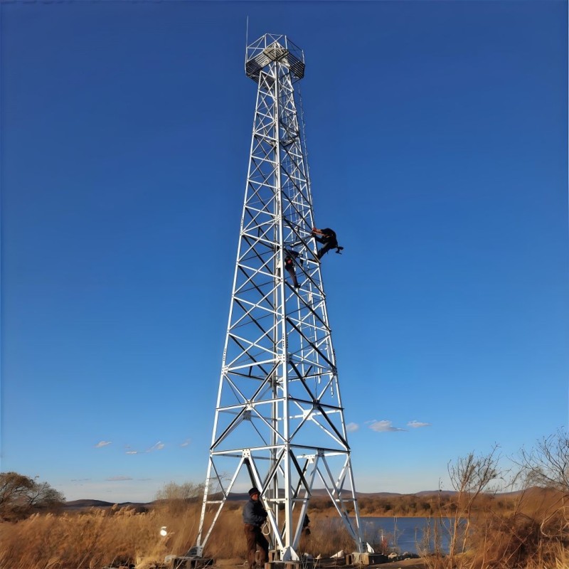 Custom height Steel Structure Guard House Platform Observation Tower Angle Lattice Steel Watchtower