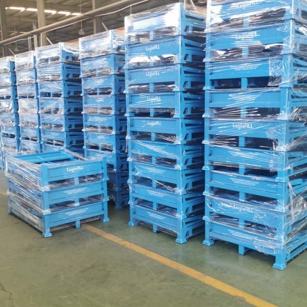 Industrial Warehouse Grid Storage Metal Pallet Box Space Saving Design Multiple Colors