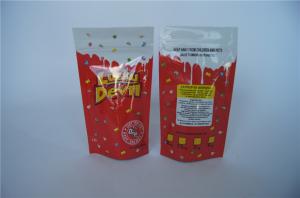 China Customized Plastic Foil Bags Resealable Stand Up Gummy Pouch / Aluminum Foil k Gummy Bag factory