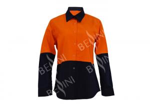 China Spring / Summer Womens Workwear Shirts , Ladies Cotton Work Shirts Long Sleeve factory